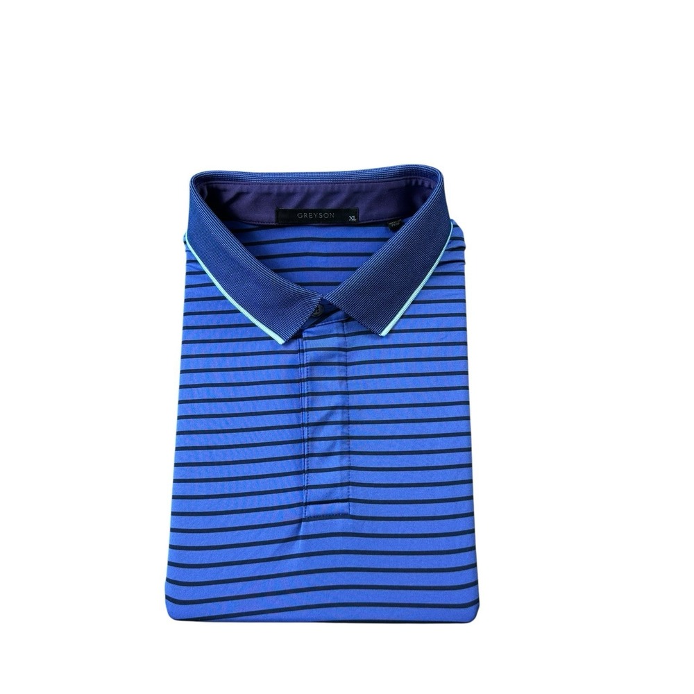 Greyson Blue Navy‎ Striped Performance Golf Polo Size XL